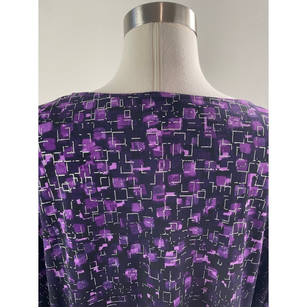 Susan Graver Womens Plus 3X Liquid Knit Purple Geometric Tunic Top Long Sleeve - Picture 8 of 8